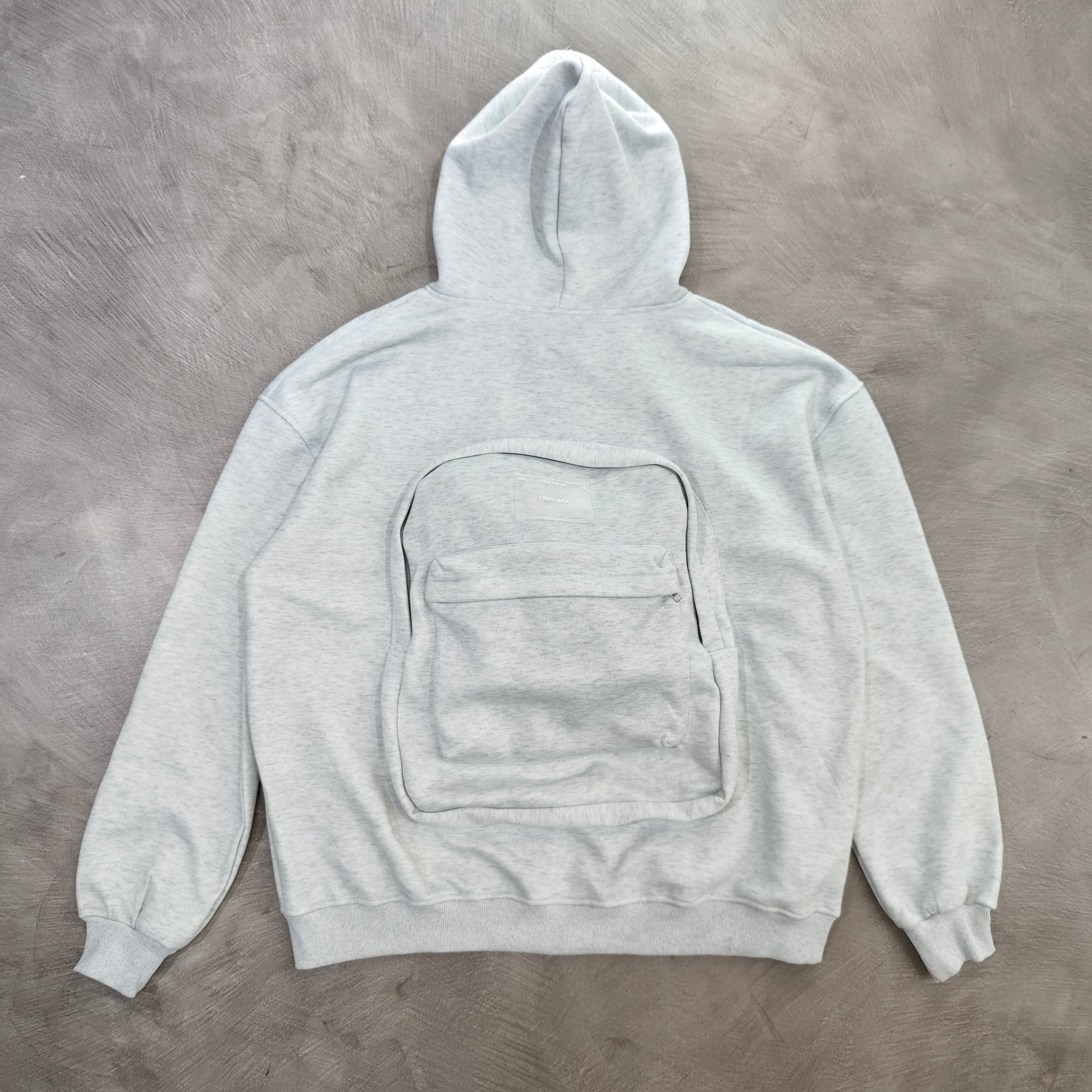 MENDORA HEATHER GREY ZIP UP HOODIE WITH BACKPACK