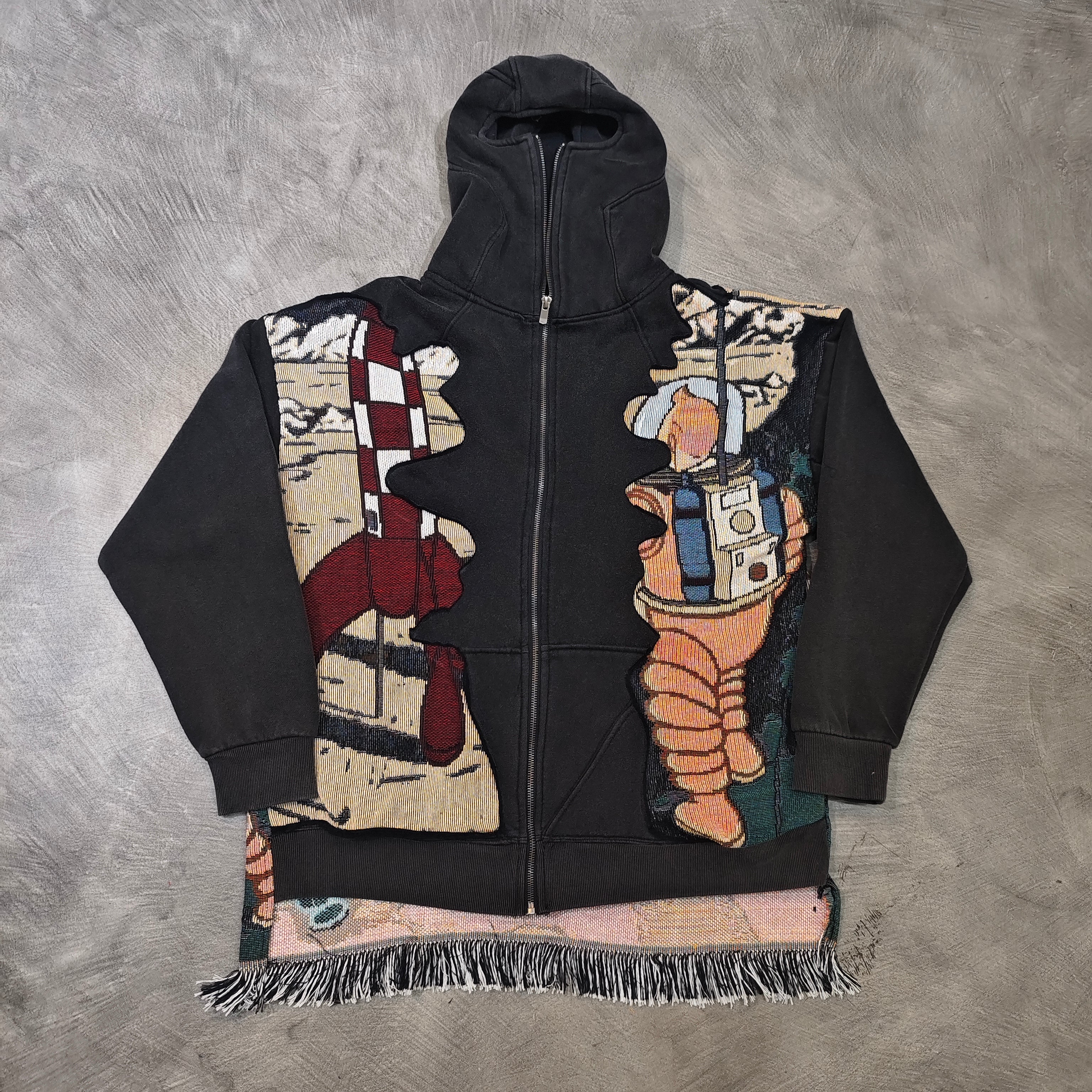 MENDORA PATCHWORK ABSTRACT TAPESTRY ZIP UP HOODIE