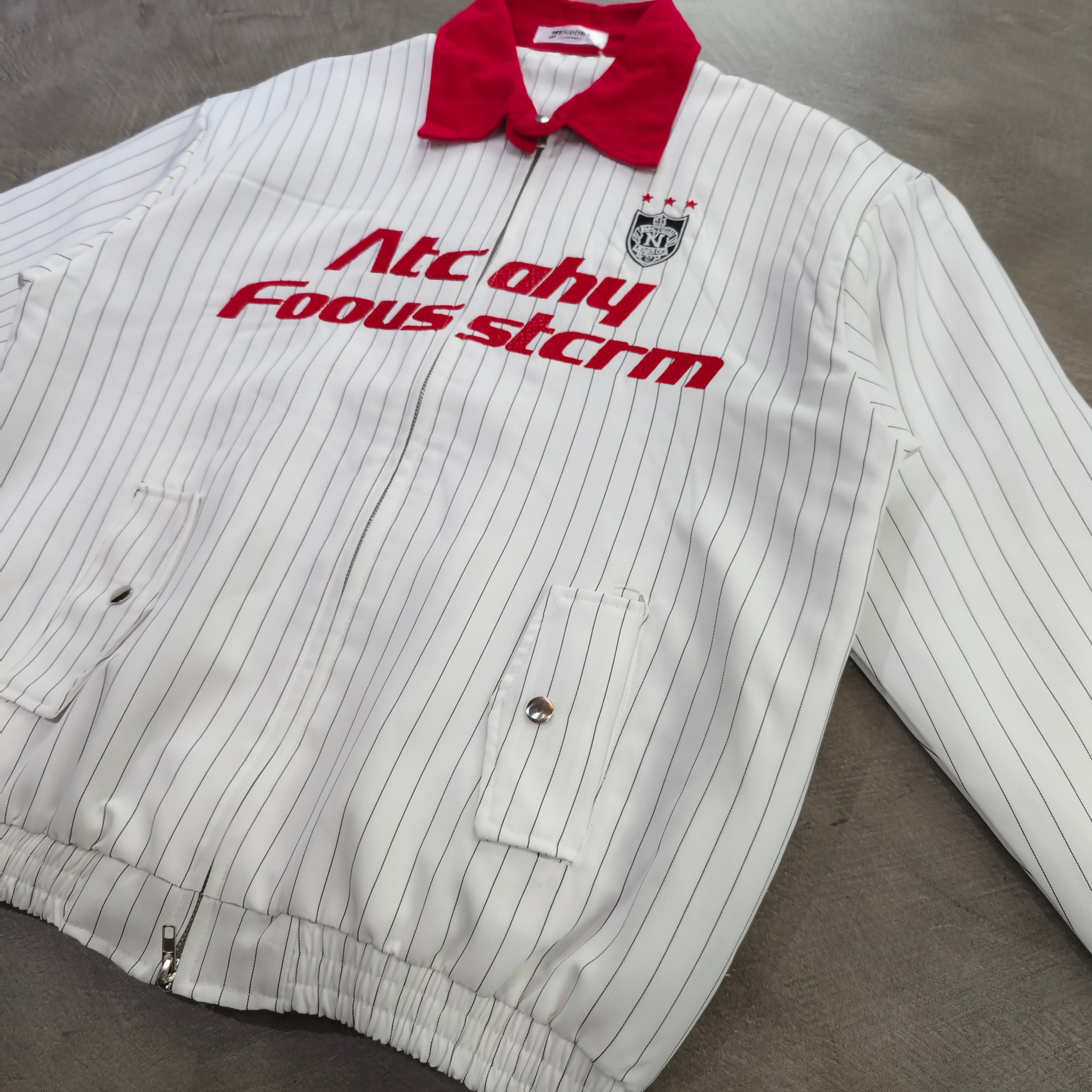 MENDORA DOUBLE ZIP JACKET ,TAPESTRY + JACKET WITH BLACK STRIPES