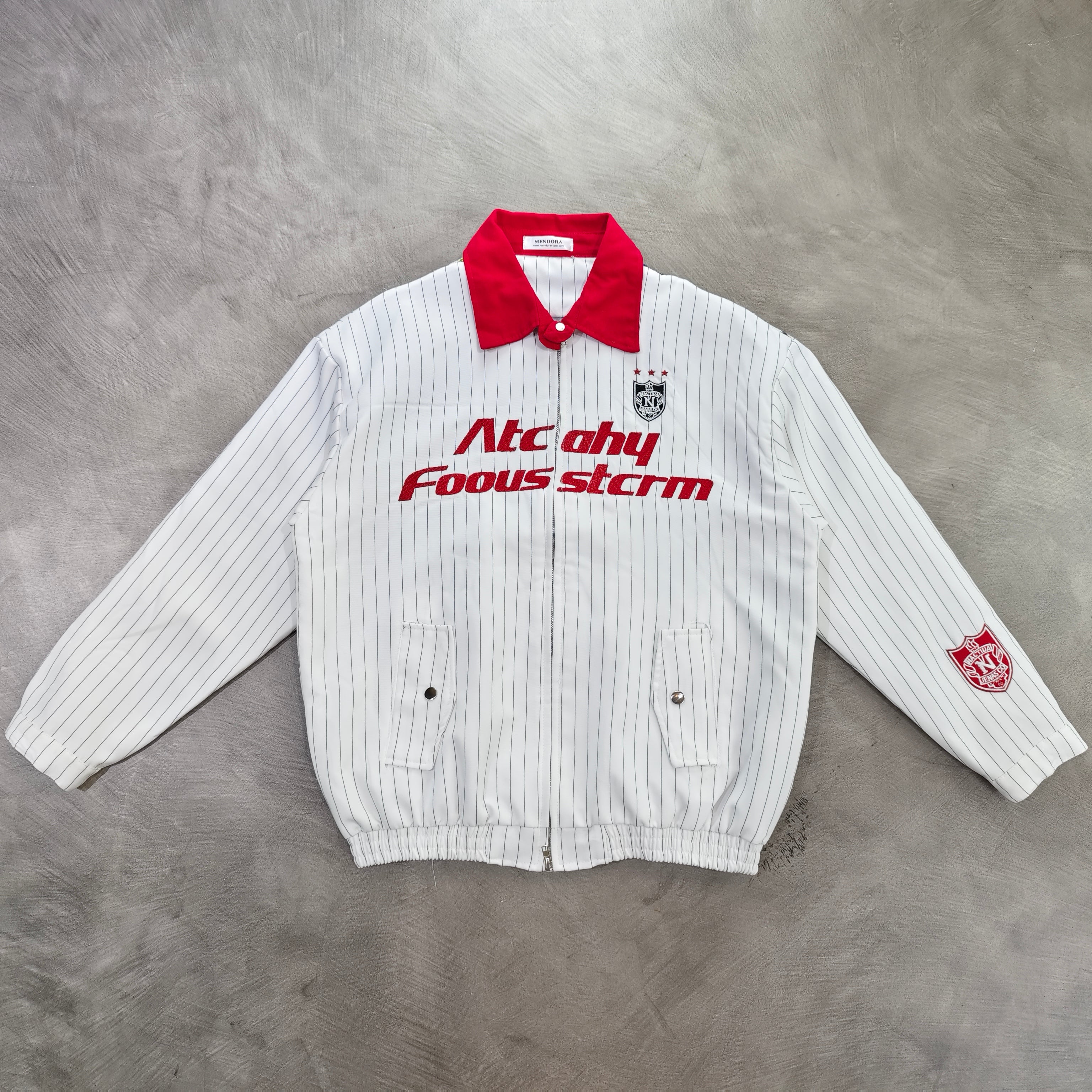 MENDORA DOUBLE ZIP JACKET ,TAPESTRY + JACKET WITH BLACK STRIPES