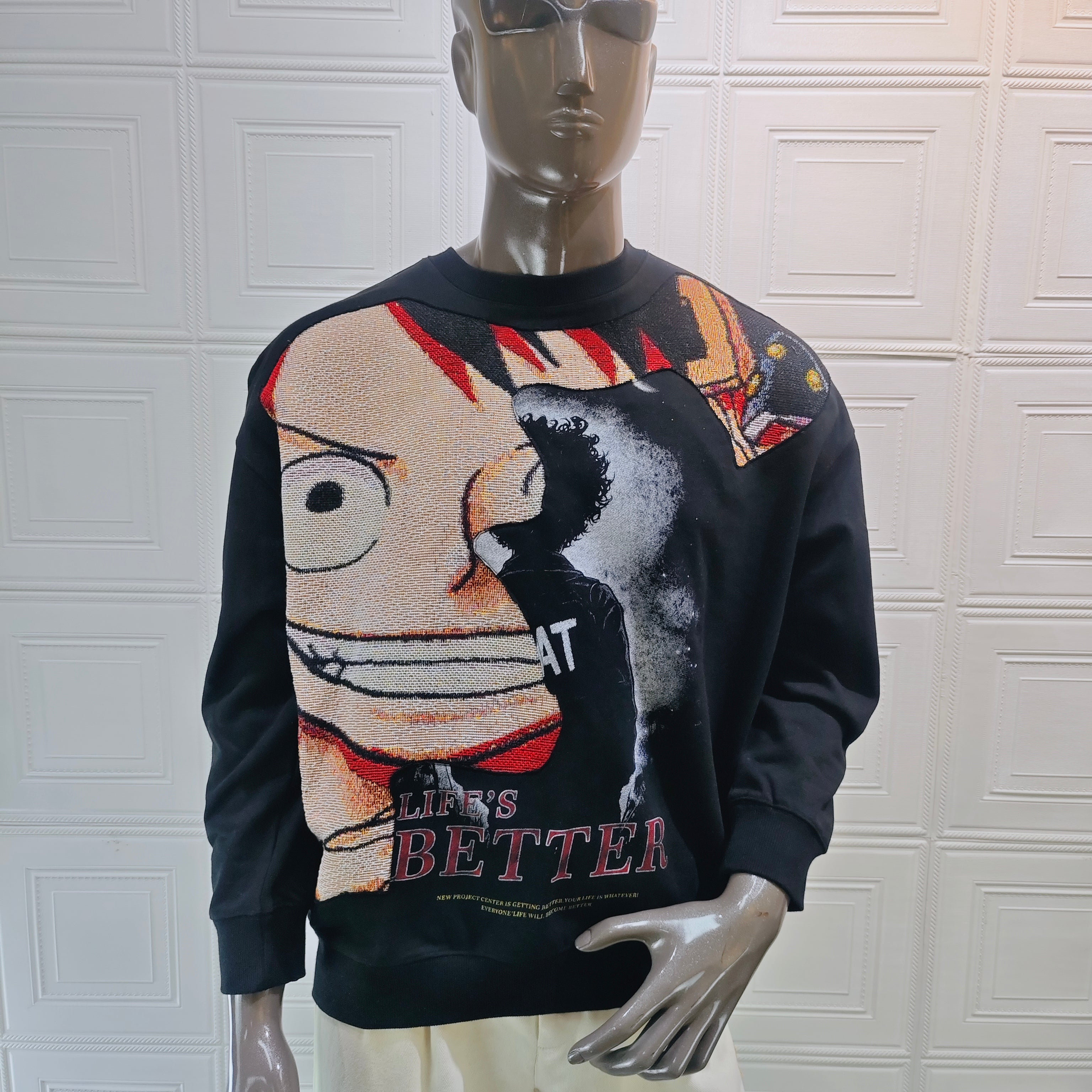 MENDORA ONE PIECE LUFFY PATCHWORK TAPESTRY CREW NECK